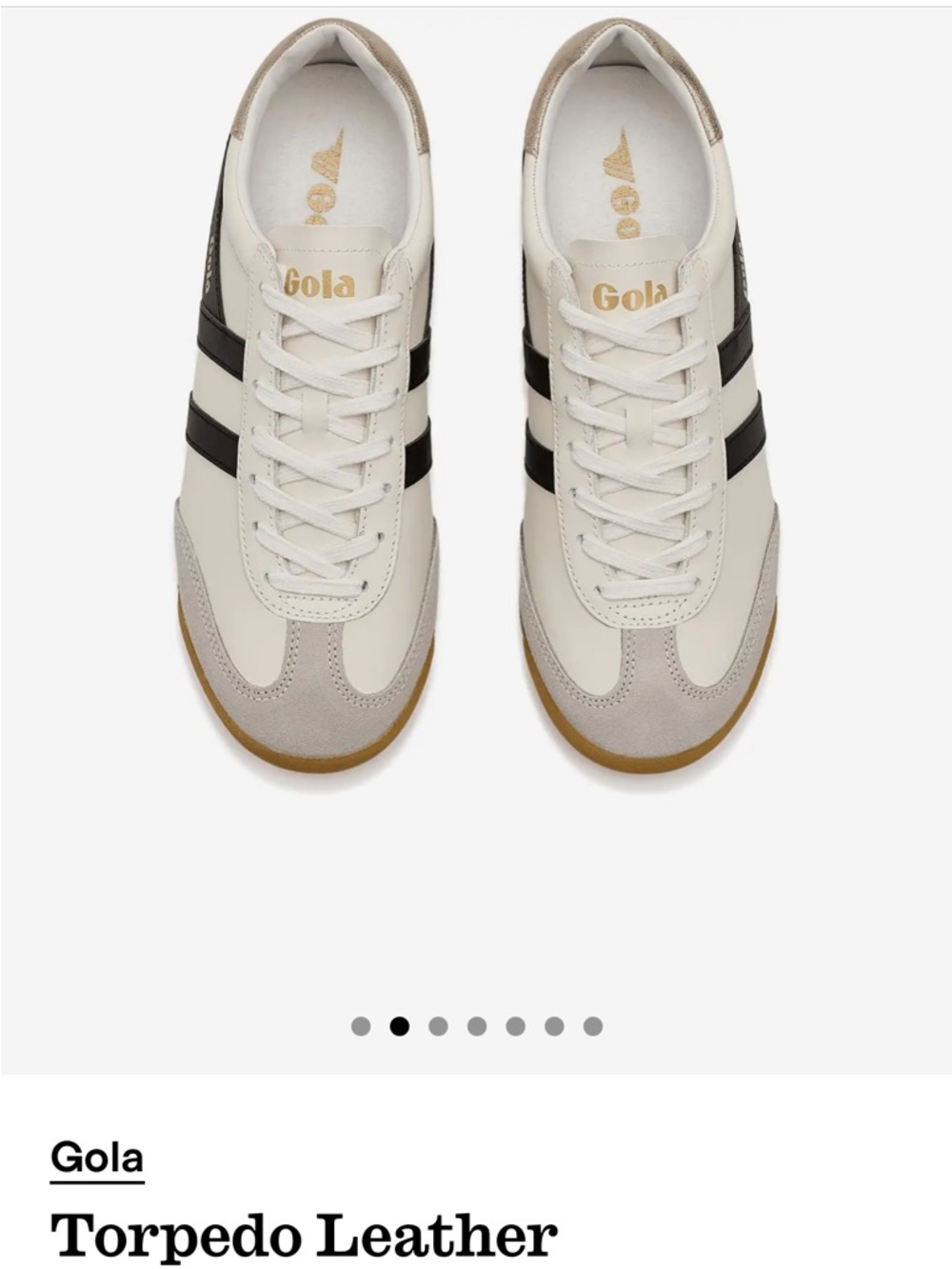 Gola Torpedo Leather Women’s Sneakers - Cream with Black Stripes